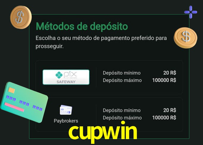 O cassino cupwin oferece uma grande variedade de métodos de pagamento